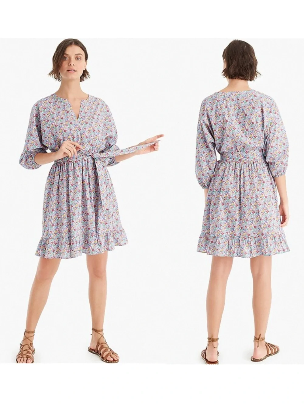 J. Crew Ruffle tie-waist dress in Liberty of London favorite flowers